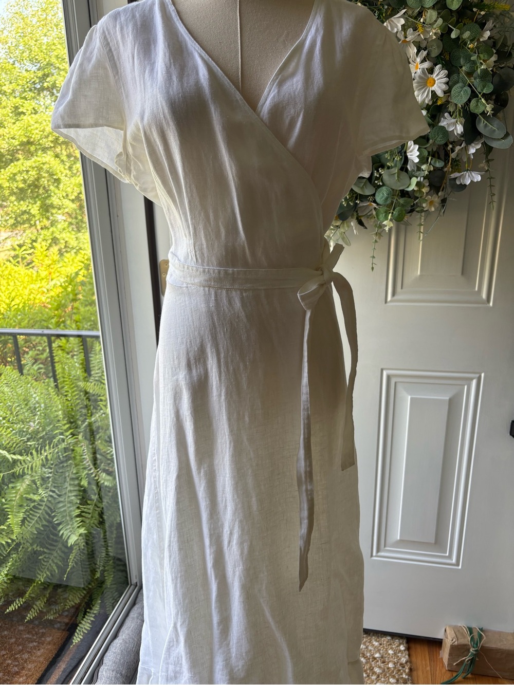 Gorgeous 100% Liinen Ralph Lauren White Wrap Maxi Dress